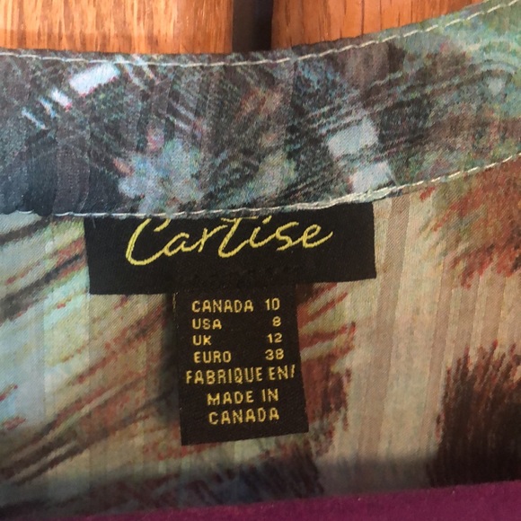 Cartise asymmetrical hi-lo chiffon floral blouse green and pink - Picture 3 of 6